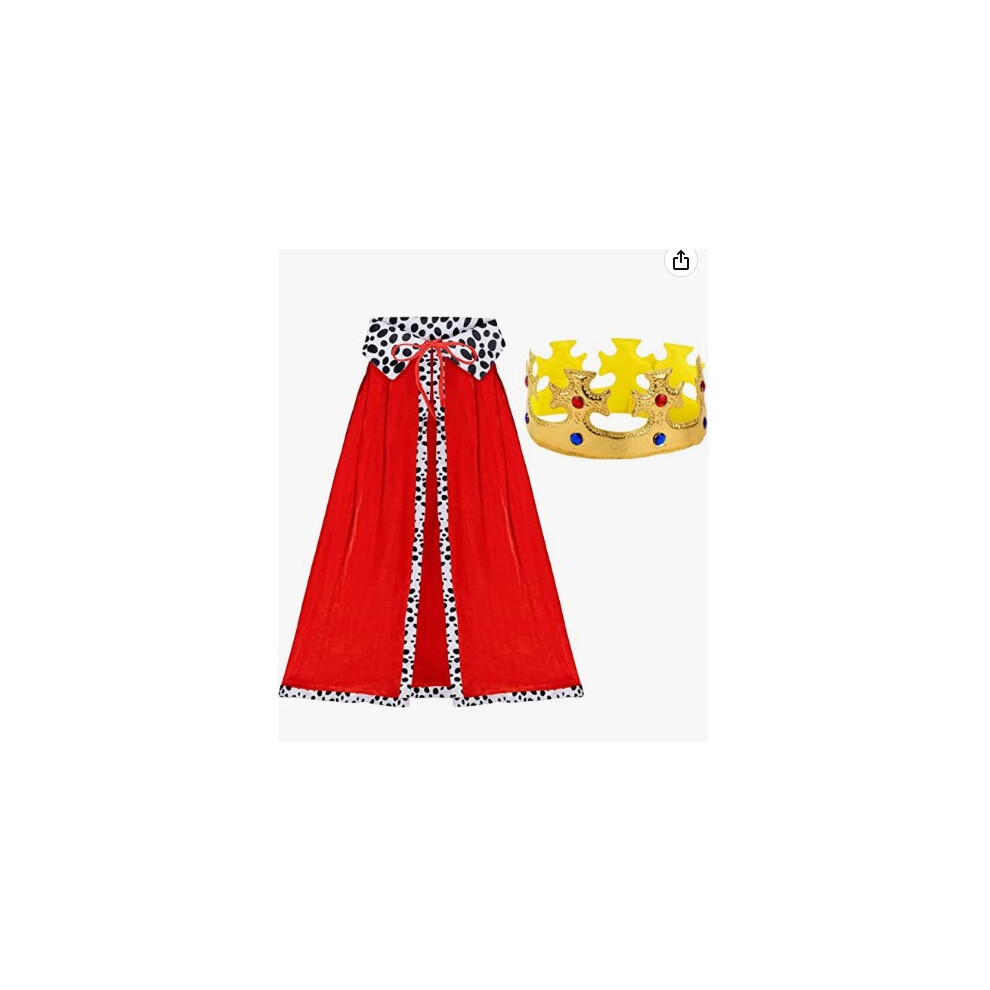 King Costume Kids, Prince Cloak And Prince Crown 2 Pcs Set, King Queen Cape Prince Princess Cloak, Costume Nativity Costume Compatible With 4261617883349