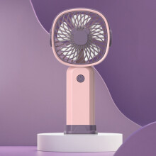 Tragbarer Mini-Multifunktionsventilator mit Handyhalterung, Farbe: Rosa-Lila, mit Akku