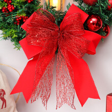 Corona navideña con farol de viento, lazo y flor roja, adorno para puerta principal, ideal para decoración de fiestas y ventanas.