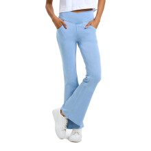 Hochtaillierte, figurformende Jeans-Fitnesshose mit Schlag, eng anliegend, dehnbar, eng anliegend, Sporthose, Yogahose, Freizeithose für Out