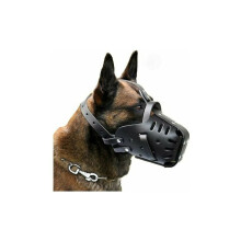 Bozal tipo cesta para razas medianas y grandes, bozal de cuero ventilado para perros con remaches para mayor resistencia, hebilla de liberac