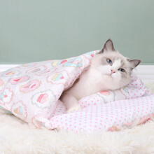 Customizable Options Cat Bed, High-Quality Canvas, Dual-Use Design, Soft Lamb Fleece, Pp Cotton Material, Easy To Clean, Supports Pets Prope