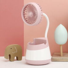 276A USB-Ladegerät, Tischventilator mit Stifthalter und Handyhalterung, tragbarer Ventilator für Studentenwohnheime (Pink)HY