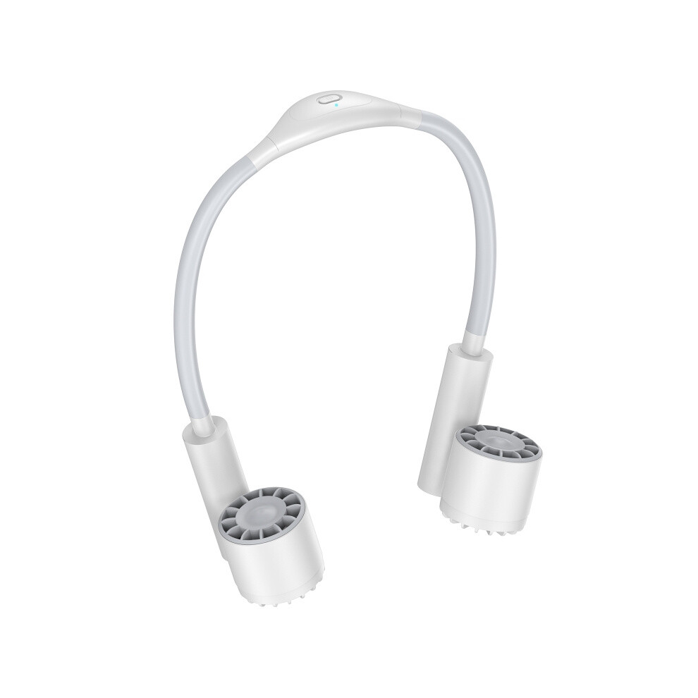 Long-Lasting Dual-Head Turbine Bladeless Neck-Mounted Lazy Sports Fan (White)Hy White 6485316821312