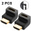 Kit com 2 Adaptadores HDMI de 90 Graus Macho para Fêmea em Ângulo Reto, Compatíveis com 3D e 4K 2