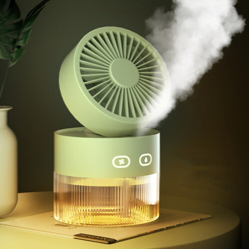 OM008 Desktop Foldable Spray Humidification Mini USB Water Cooling Fan(Mousse Green)HY