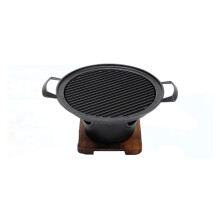 Japanese Style Mini BBQ Grill with Wooden Frame, Tabletop Alcohol Stove for Solo Outdoor Cooking