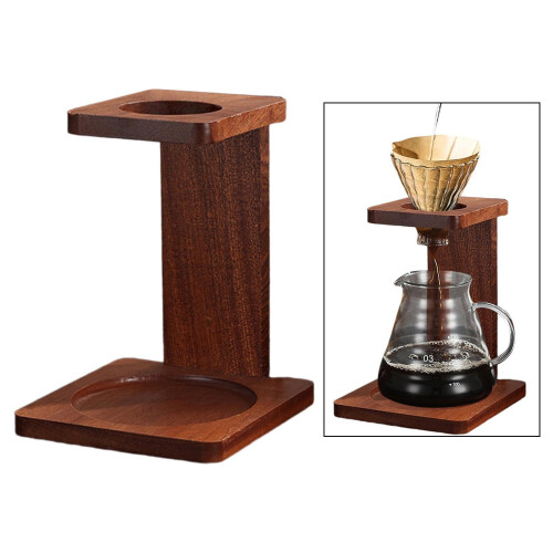 Wooden Pour Over Coffee Dripper Stand with Stable Brewing Support, Compact Space Saving Design, Style B 1