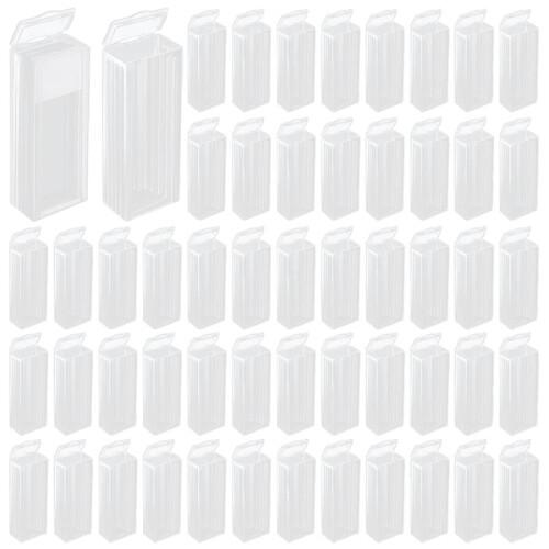 100Pcs Microscope Slide Storage Box Plastic Rectangle Blood Slide Holder for 5 Slides with Lid for Lab Classroom Biology