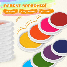 7-Inch Kids Washable Ink Pad Set, Large Stamp Pad with 8 Vibrant Colors, Ideal for Arts, Crafts, and School Projects
