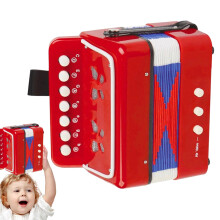 Kids Accordion Toy Red 7 Keys Beginner Instrument for Toddlers, Easy Learning Design and Hand‑Eye Coordination Boost