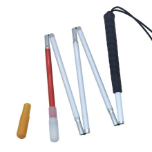 Folding Blind Cane 145cm Aluminum White Cane for the Visually Impaired with Reflective Panels and Dual Tips