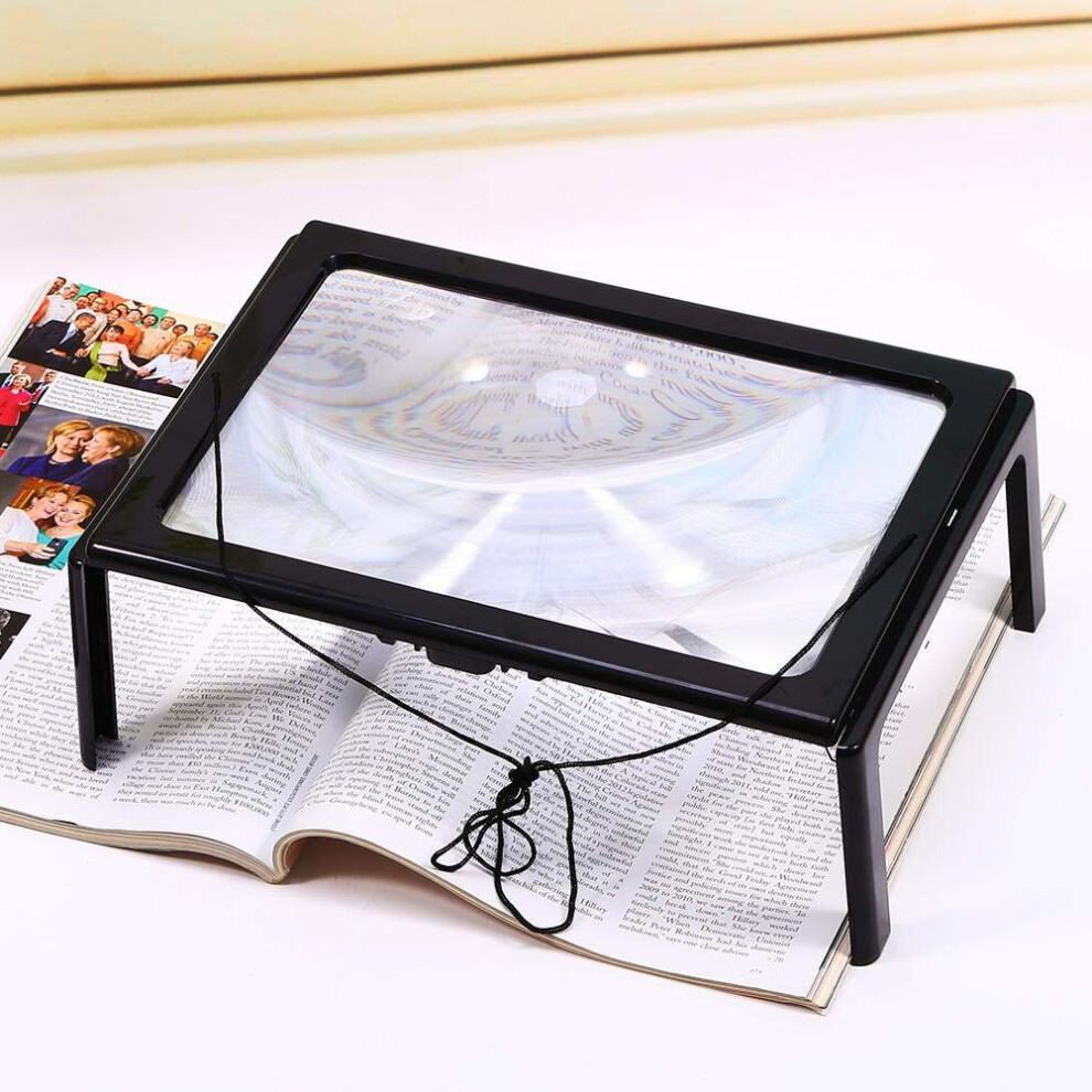 Light A4 Page Magnifier 3X With Builtin Led Foldable Hands Reading Magnifier For Seniors And Crafts