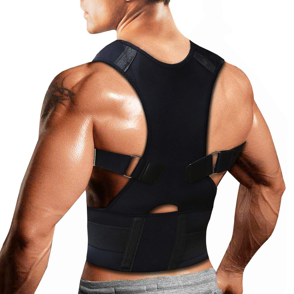 Posture Corrector and Back Brace for Men and Women, Adjustable Full Back Support with Lumbar Alignment Aid