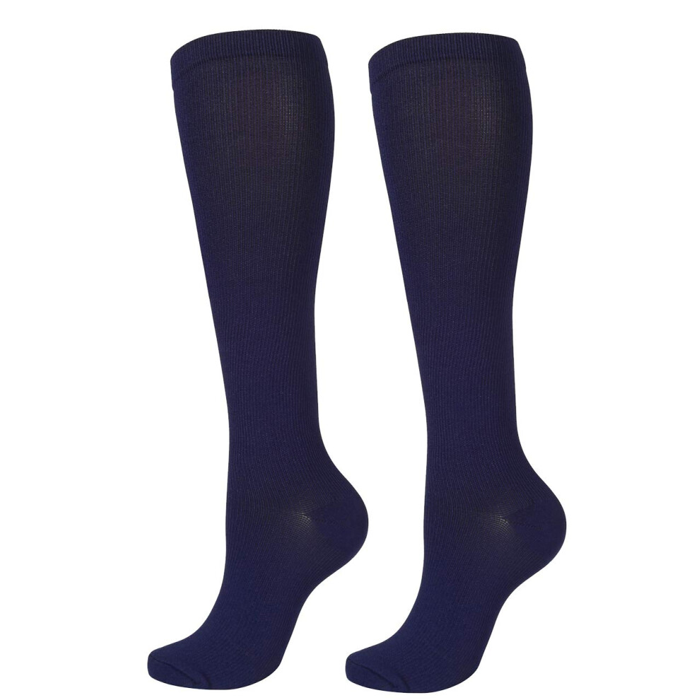 Graduated Compression Socks 2030mmHg for Men and Women, AllDay Comfort Support for Running, Travel, Nursing, Navy S/M