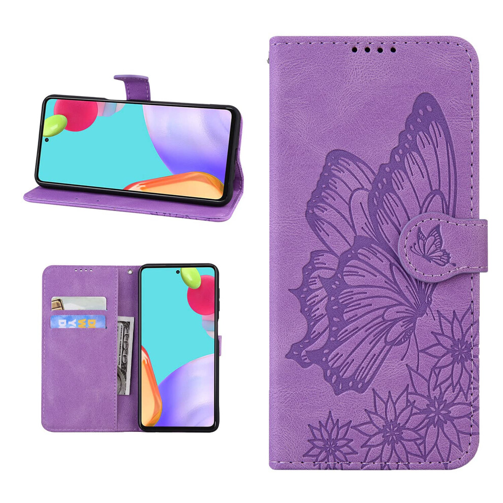 Pu Leather Butterfly Flip Cover Wallet Case With Card Slots Kickstand And Strap For Samsung S20 Fe Purple 9330225211174