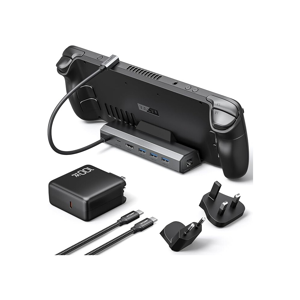 Jsaux 4K@120Hz Docking Station And 100W Charger Compatible With Rog Ally X/Steam Deck Oled/Legion Go (S), 6-In-1 Dock With Hdmi 2.1 397469018364
