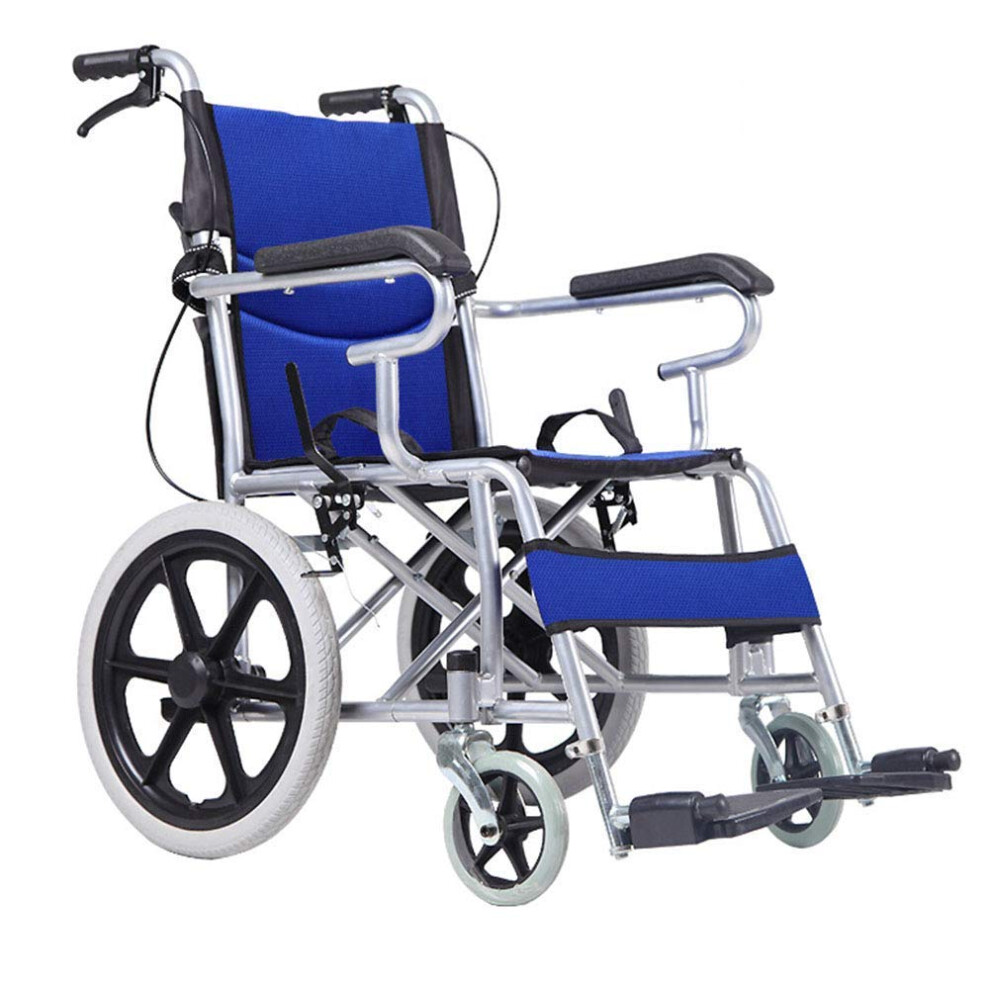 Lightweight Folding Wheelchair for Elderly Adults with Shock Absorber, Rear Brake, Durable Steel Frame