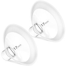 2 Pack 17mm Breast Pump Flanges, Precise Fit Wide Angle Soft Flex Rim, for Medela Replacement Parts