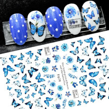 Succulent Plants 3D Nail Art Stickers NLF679 Self Adhesive Floral Butterfly Decals for Spring Summer
