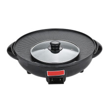 2 in 1 Electric Hot Pot and Grill 36cm, Smokeless Korean BBQ Hot Pot Combo with Dual Cooking Modes and Fast Even Heating