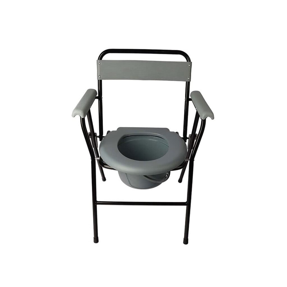 3 in 1 Foldable Commode Chair for Elderly, Lightweight Shower Toilet Chair with Backrest and Armrests