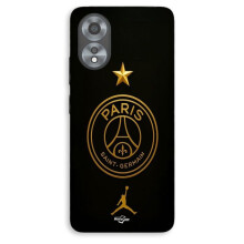 Custodia per telefono - MANIACASE - Oppo A58 - Silicone - Morbida - Logo PSG dorato con stella di campione