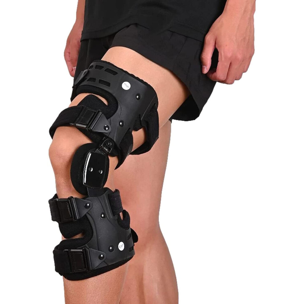 Adjustable ROM Knee Brace with Hinged Stability Support for Orthopedic Rehabilitation and Post Surgery