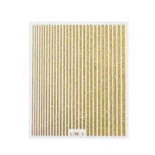 Self Adhesive Glitter Nail Art Stickers with Golden Line Decals, Removable and Long Lasting Shine (Style A, Golden)