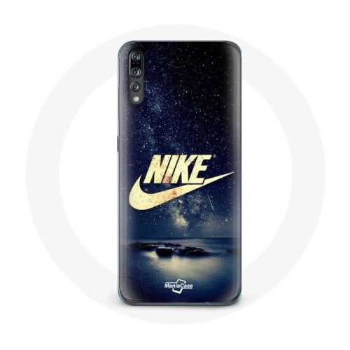 Nike Capa - Nike - Huawei P20 - Logotipo Dourado - Noite Estrelada - Flexível