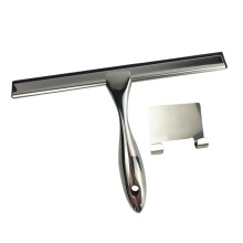 Stainless Steel Window Squeegee with Hook, Ergonomic Nonslip Grip for Shower Glass Doors and Bathroom Mirrors