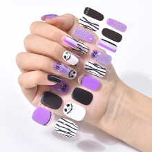 Gel Nail Stickers Halloween Design Semi Cured Gel Nail Strips with LED Curing Adhesion JK270