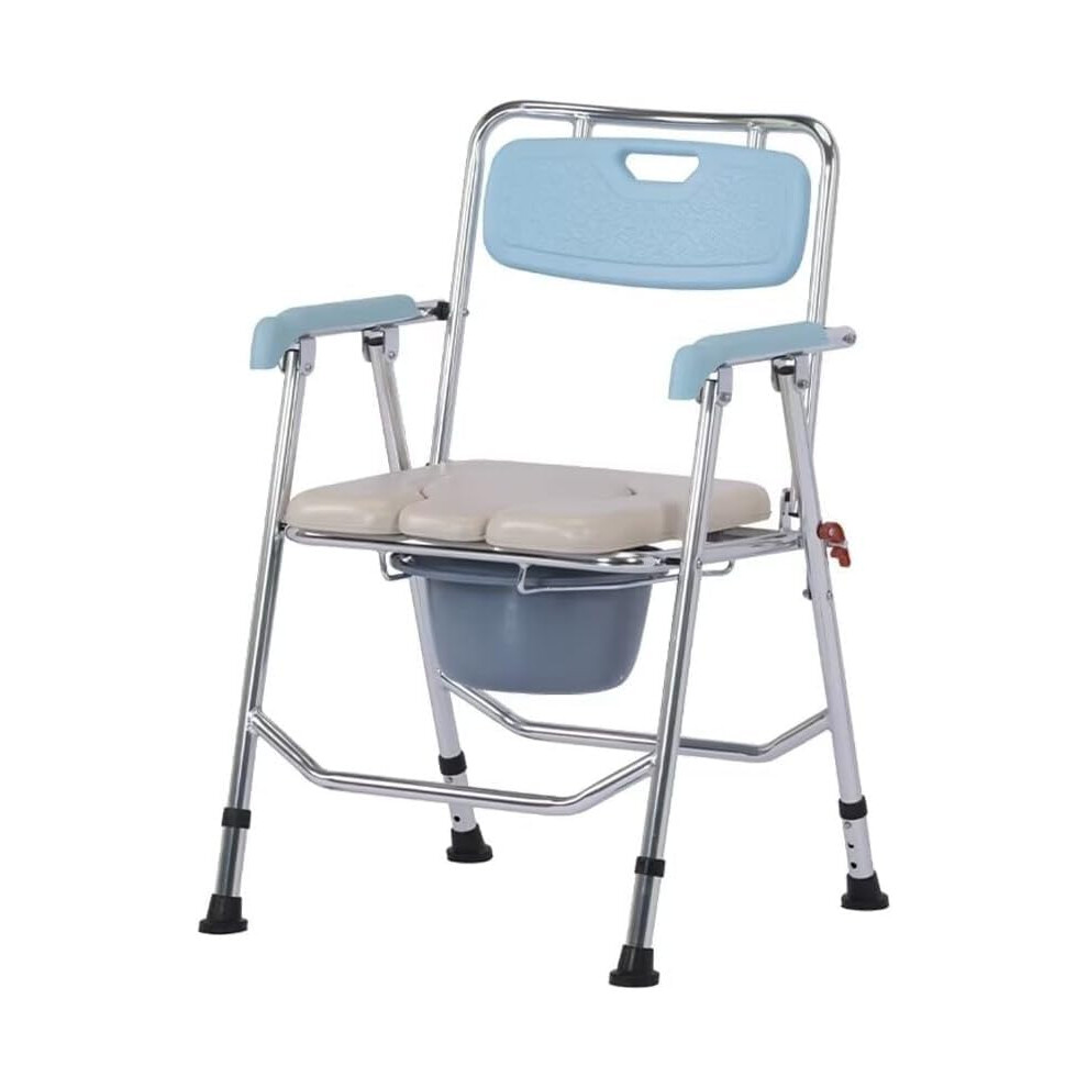 Height Adjustable Commode Chair with Wheels for Elderly, Padded Armrests, NonSlip Seat, Easy Cleaning