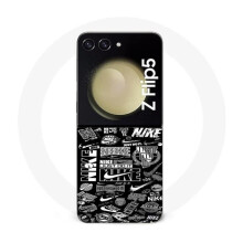 Samsung Galaxy Z Flip5 Hülle Nike Air Logo Graffiti Schwarz und Weiß