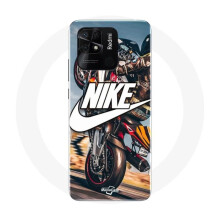 Coque - Nike - Redmi 10C - Flexibel - Wit - Moto Wiel Motief