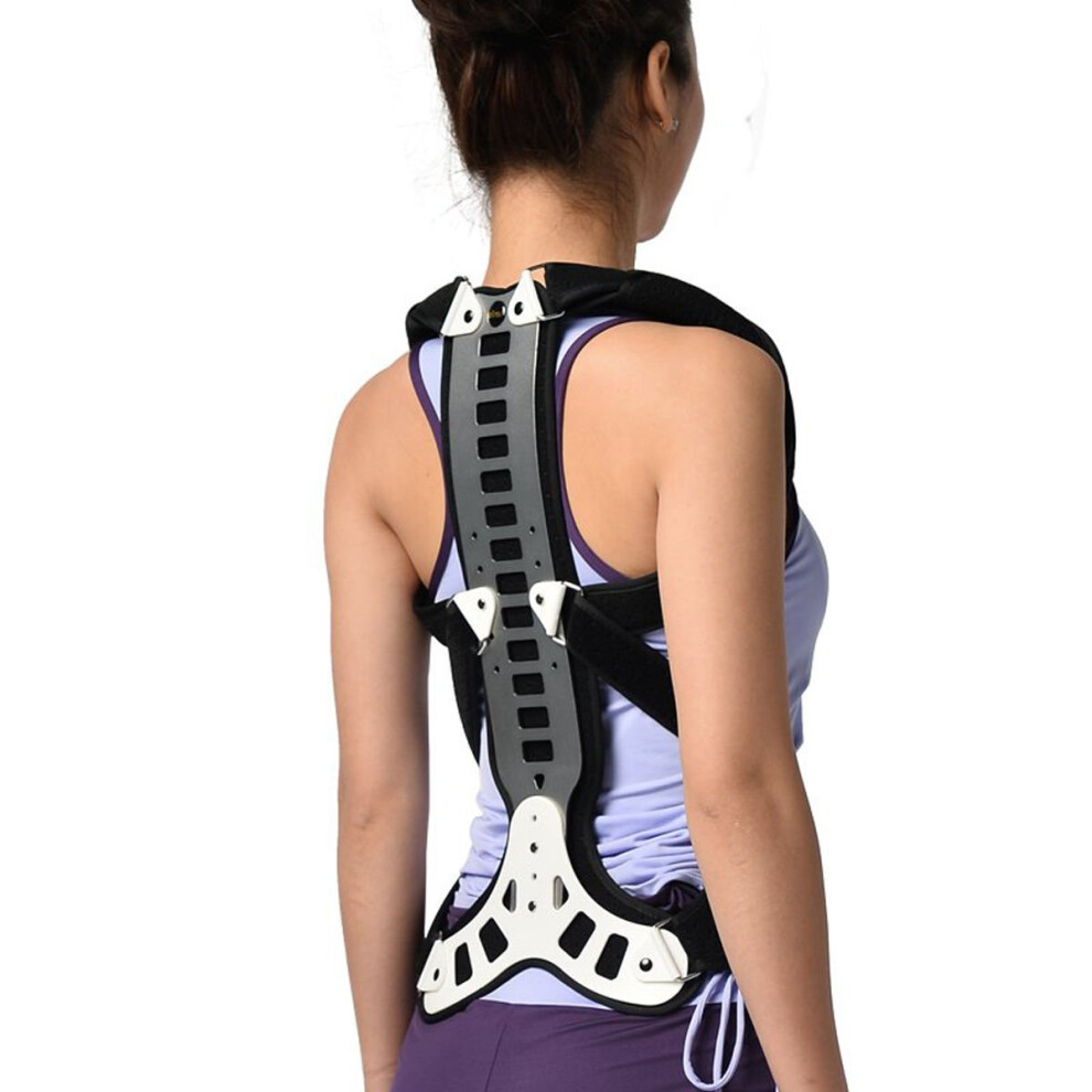 Black Adjustable Metal Back Posture Corrector With Spinal Brace Support For Humpback And Neck Pain Relief