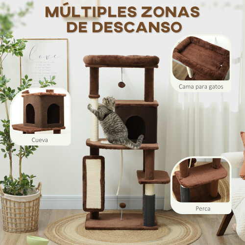 PawHut Árbol para Gato Marrón 55 x 44 x 132 cm 1