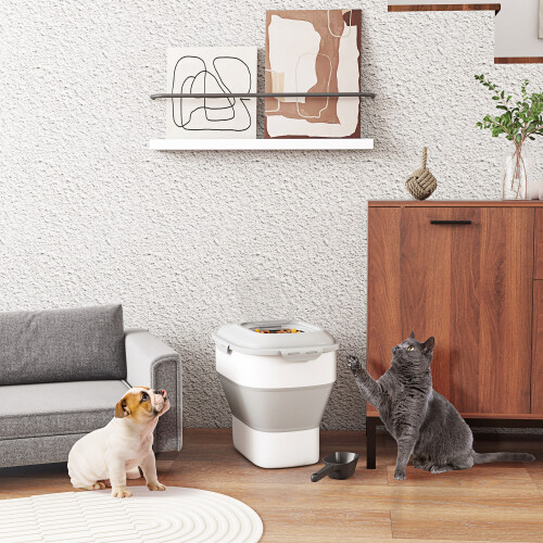 PawHut Contenedor de Pienso Gris 44 x 32 x 37 cm 1