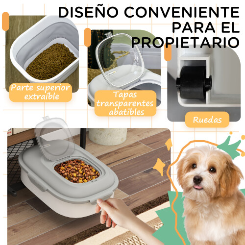 PawHut Contenedor de Pienso Gris 44 x 32 x 37 cm 1