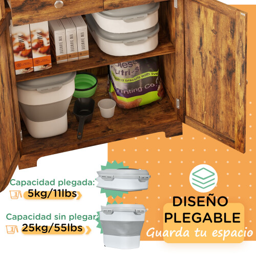 PawHut Contenedor de Pienso Gris 44 x 32 x 37 cm 2