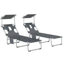 Tumbonas Plegables Gris 188 x 56 x 27 cm