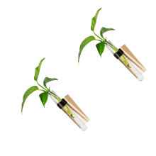 2Pcs Hanging Growth Tubes with Wooden Stand for Home-Black