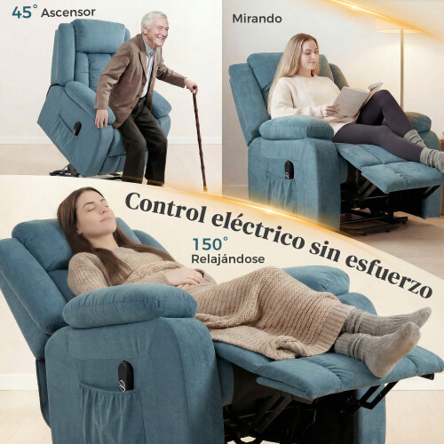 Homcom Sillón Elevador Azul 92 x 94 x 105 cm 2