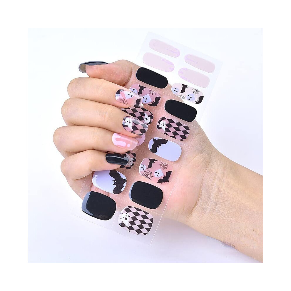 Light Halloween Gel Nail Stickers 24ÂPiece Set Semi Cured Uv Nail Wraps Led Curing Finish LongâLasting Wear