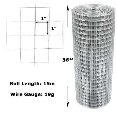 Welded Wire Mesh 1in x 1in x 36in x 15m galvanised 1