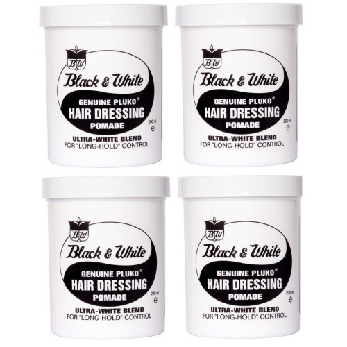 Black & White Genuine Pluko Hair Dressing Pomade 200ml x4