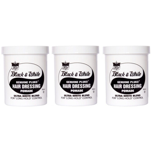 Black & White Genuine Pluko Hair Dressing Pomade 200ml x3