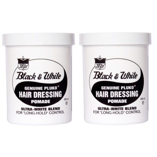 Black & White Genuine Pluko Hair Dressing Pomade 200ml x2