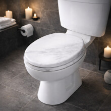 18'' Marble Effect Wooden Toilet Seat White