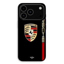 Funda para iPhone 17 Pro LOGO PORSCHE rojo y dorado fondo negro Maniacase